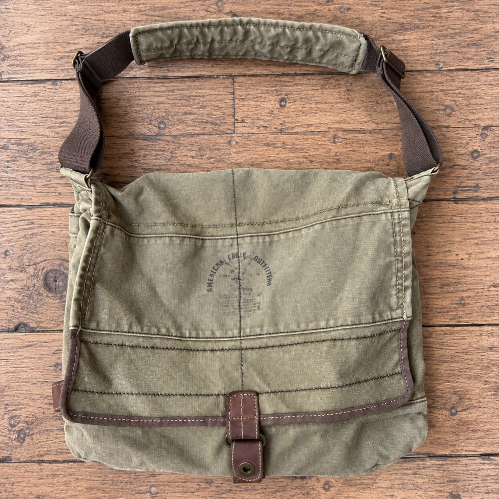 Y2K 2000s American Eagle Messenger Bag Vintage Grunge Utility Gorpcore Rustic